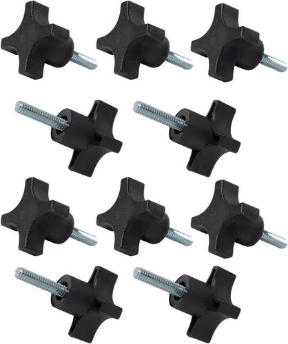 Vista 6 de POWERTEC QNB3011 - Paquete de 5 perillas de 4 puntos de 1/4"-20 con perno roscado de 2", perillas de tornillo de pulgar con pernos para cortacésped
