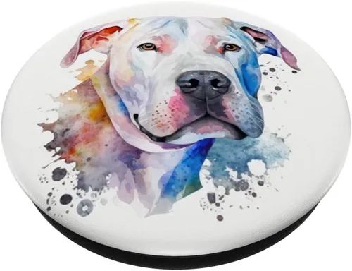 Vista 2 de Dogo Argentino Perro Colorido Acuarela PopSockets intercambiables PopGrip
