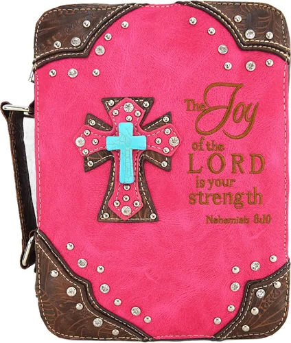 Vista 5 de Funda de transporte con versículo bordado de las Escrituras occidentales para mujer, con correa extra, bolso cruzado