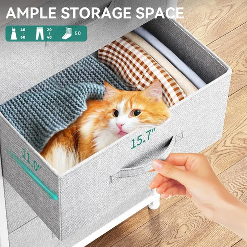 Vista 6 de [Usado] YITAHOME Cómoda con 4 cajones – Torre de almacenamiento de tela, unidad organizadora para dormitorio, sala de estar, pasillo, armarios – A