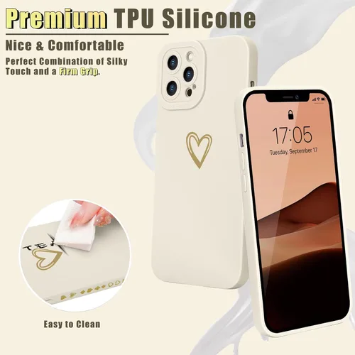 Vista 3 de Teageo Funda compatible con iPhone 12 Pro Max de 6.7 pulgadas para mujeres y niñas, bonito corazón de lujo