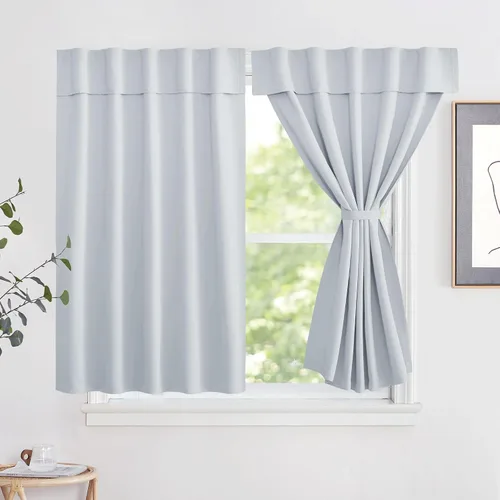Vista 11 de NICETOWN Biscotti - Cortinas opacas para puerta francesa, color beige, 72 pulgadas de largo Cortina de ventana portátil de granja autoadhesiva