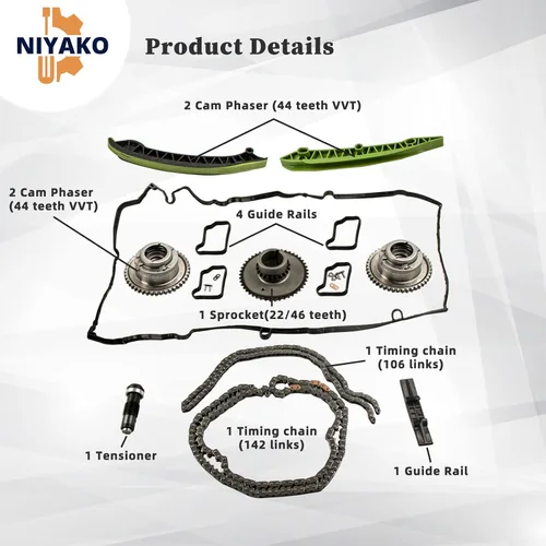 Vista 5 de Kit de cadena de distribución de ajustadores de árbol de levas M271 para 2012-2014 M'-ercedes B'-enz CLK200 E200 C200 C230 C250, reemplazo #
