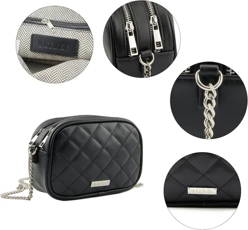 Vista 4 de MAXWISE Bolso cruzado con correa de cadena para mujer, pequeño bolso acolchado