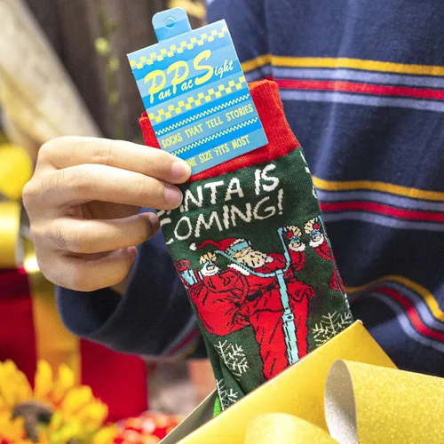 Vista 6 de PanPacSight Calcetines redondos de Navidad para hombre, calcetines divertidos de culto medio