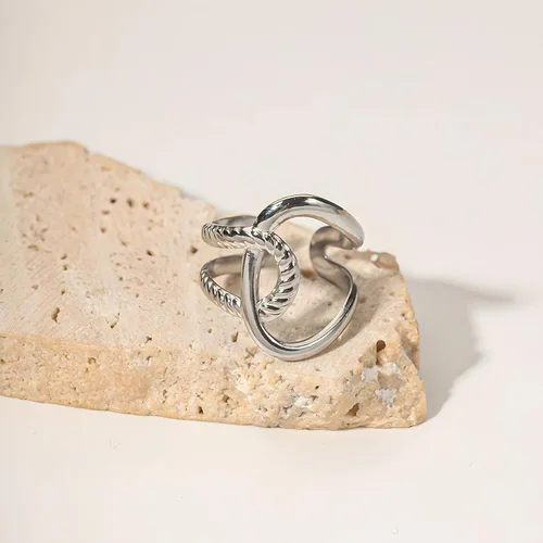 Vista 259 de Anillo de plata de ley 925, minimalista, ajustable, hecho a mano, para mujeres y niñas