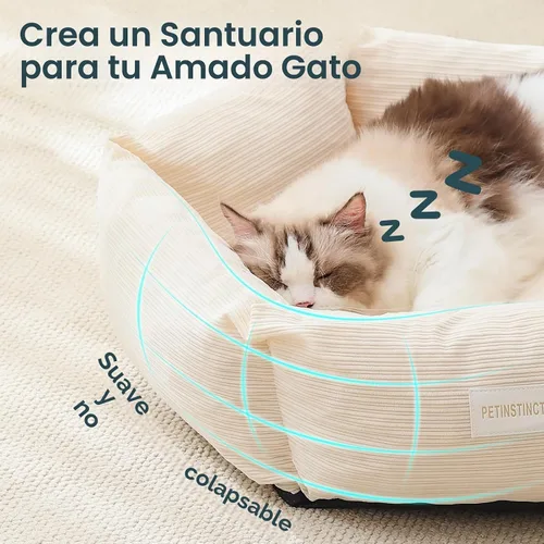 Vista 2 de Cama para gatos, cama para mascotas con forma de dona de 22 Blanco crema