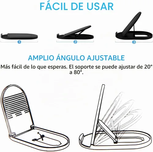 Vista 8 de [Paquete de 3] Soporte de teléfono celular para escritorio, soporte plegable portátil para iPhone, soporte de escritorio ajustable multiángulo