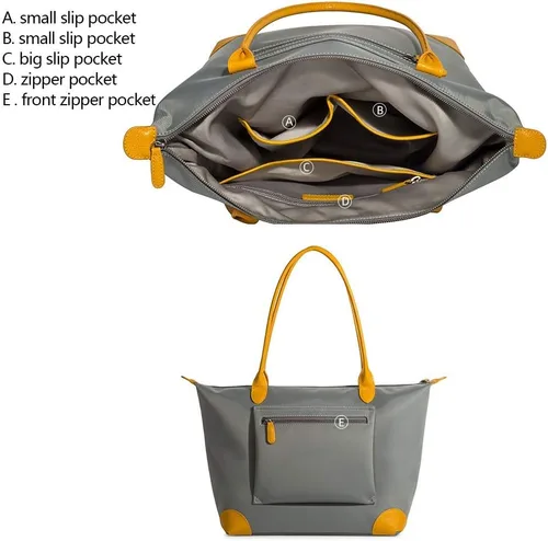 Vista 7 de DORIS&JACKY Bolso de mano para mujer, grande, ligero, de cuero, de nailon, para el trabajo, bolso de hombro y bolso de viaje plegable Large