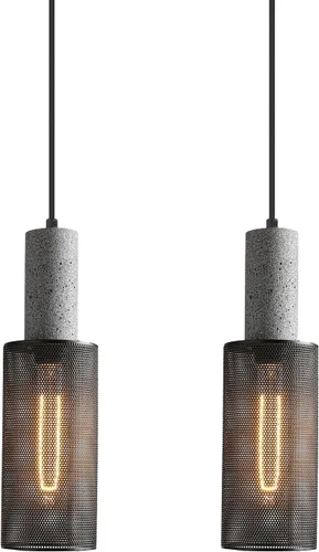 Vista 8 de Paquete de 1 lámpara colgante moderna con hormigón y pantalla de metal negro de 4 pulgadas, lámpara colgante industrial, iluminación de techo, isla