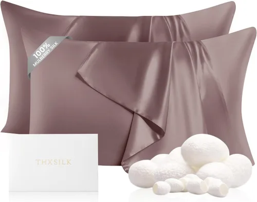 Vista 48 de THXSILK Funda de almohada 100% seda de morera para la salud del cabello y la piel, funda de almohada suave y lisa de 22 momme con cremallera oculta