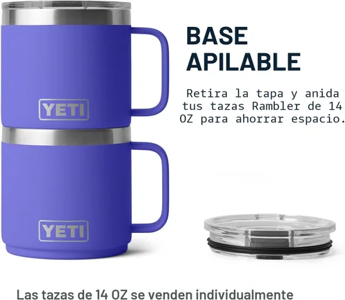 Vista 7 de YETI Rambler - Taza apilable de 14 onzas, aislada al vacío, de acero inoxidable con tapa MagSlider Stackable Violeta ultramar
