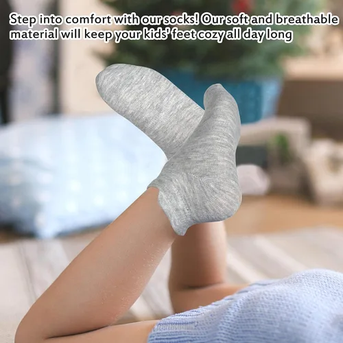 Vista 5 de Calcetines para niños pequeños, 25 pares de calcetines tobilleros para niños y niñas con lengüetas de tracción para niños de 1 a 13 años, calcetines
