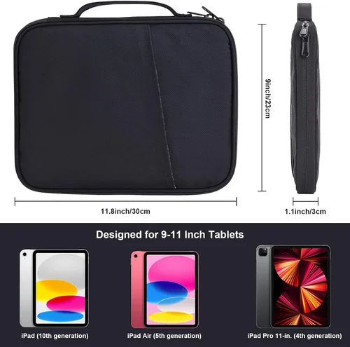 Vista 2 de Funda de transporte para iPad de 9 a 11 pulgadas, bolsa acolchada para tableta de viaje para iPad Pro de 11 pulgadas (M4), iPad 10.9