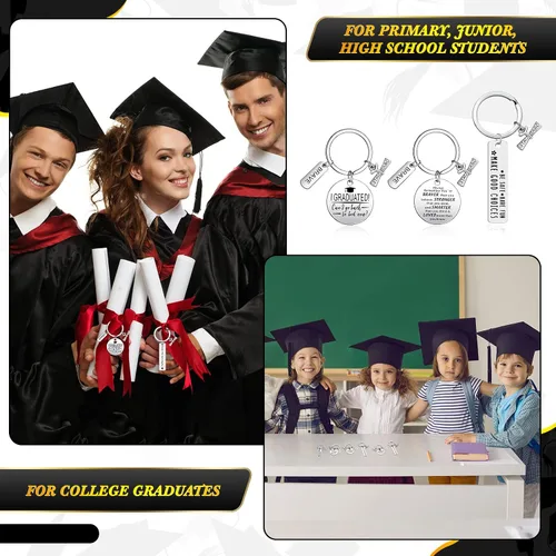 Vista 6 de Yinkin 16 llaveros de regalo de graduación para mujeres y hombres, divertidos regalos inspiradores 2023 inspiradores de 2023 regalos de graduación