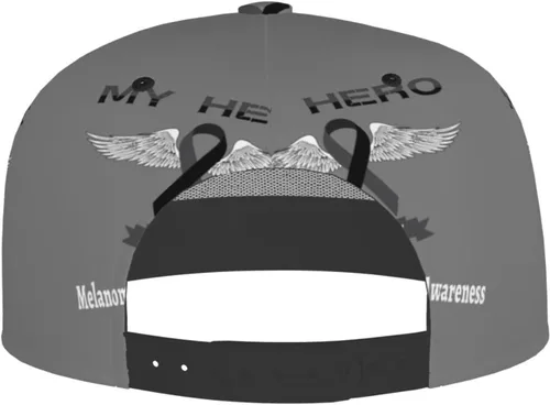 Vista 3 de My Hero is Now My Angel Melanoma & Skin Cancer Awareness Baseball Cap Four-Sided Printing Flat Bill Brim Cool Hip Hop Trucker Hat Men Women