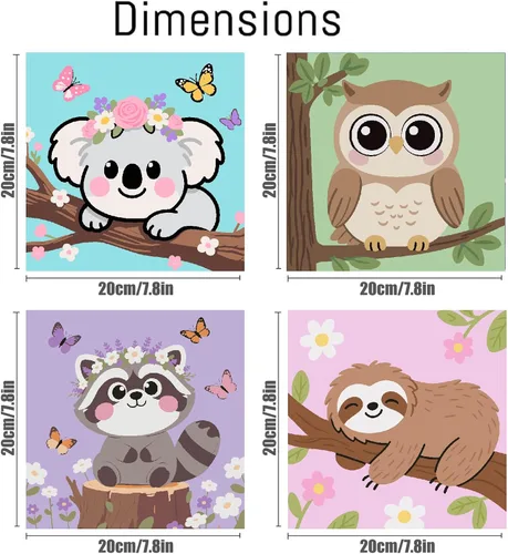 Vista 2 de KYOQFVN Kit de pintura por números para niños, pintura enmarcada por números para niños, pintura acrílica al óleo para decoración de pared del hogar