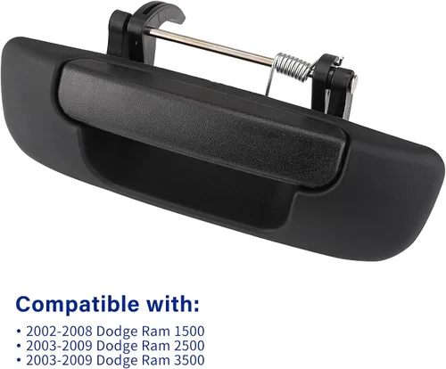 Vista 5 de Pestillo de manija del portón trasero para Dodge Ram 1500 2500 3500 2002-2009, sustituye a 80165, 55276237AA, negro
