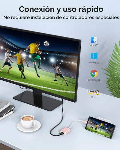 Vista 3 de LENTION Adaptador USB C a HDMI compatible con iPhone 17/18 a HDMI adaptador para TV, Thunderbolt 3/4 a HDMI para MacBook Pro, iMac/Air, iPad
