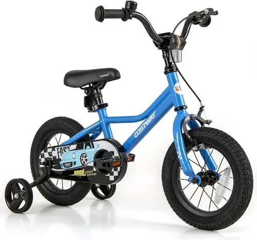Vista 14 de COSTWAY Bicicleta para niños de 12/14/16/18 pulgadas, bicicleta de entrenamiento para niños y niñas con ruedas de entrenamiento extraíbles