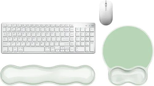 Vista 11 de Reposamuñecas para teclado y mouse, alfombrilla de mouse ergonómica de gel de silicona con reposamuñecas, almohadilla de brazo para mouse