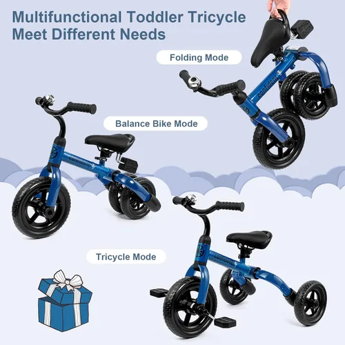 Vista 2 de XPIY Triciclo para niños de 2 a 5 años, triciclo plegable 3 en 1 para niños y niñas, bicicleta para niños con pedal desmontable y asiento ajustable