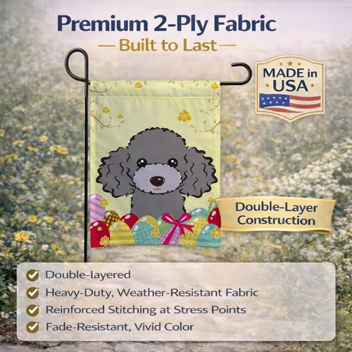 Vista 184 de Caroline's Treasures BB1923GF Bandera decorativa para jardín con diseño de Border Collie, para caza de huevos de Pascua, para jardín, jardín, patio