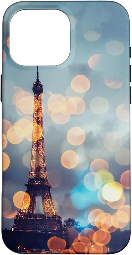 Vista 19 de iPhone 16 escénica Torre Eiffel París Francia por la noche Bokeh Majestic Case