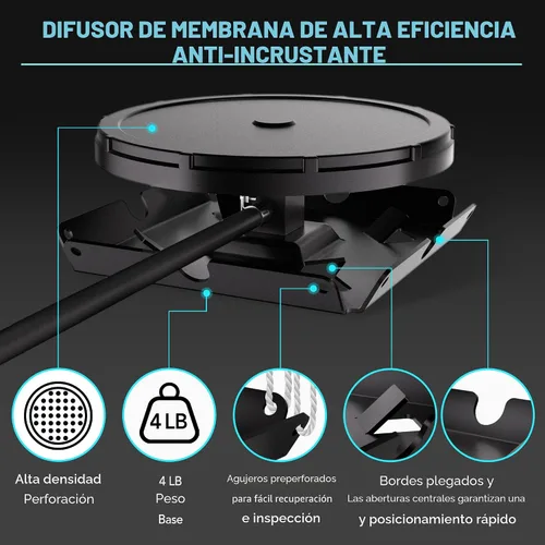 Vista 7 de PAS20 Sistema de aireación para estanques y lagos hasta 3 acres, compresor de 3/4 HP + dos tubos ponderados de 100 pies + 2 difusores