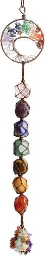 Vista 26 de Árbol de la vida hecho a mano con 7 piedras de chakras, cristales curativos, adorno colgante para decoración del hogar