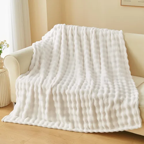 Vista 51 de NEWCOSPLAY Manta para Sofá Aqua Súper Suave de Franela Polar 3D Burbuja Ligera Manta de Cama para Uso en Todas las Estaciones (Aqua, Throw(50"x60"))
