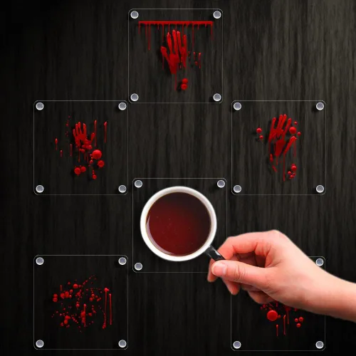 Vista 7 de Juego de 6 posavasos con salpicaduras de sangre de 4 pulgadas, posavasos cuadrados de vidrio acrílico transparente para manualidades