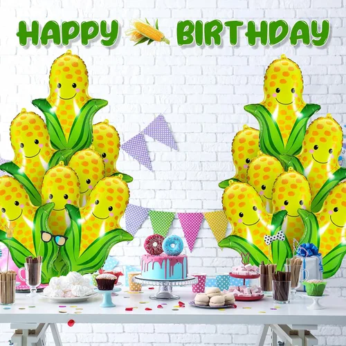 Vista 6 de Shappy 20 globos de maíz con temática de frutas de 28 pulgadas, globos de aluminio para decoración de maíz, globos de aluminio para cumpleaños, baby