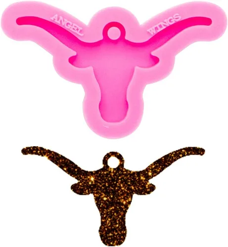 Vista 8 de Molde de silicona brillante con forma de cabeza de toro, llavero de cara de vaca, molde de arcilla polimérica, collar hecho a mano, joyería