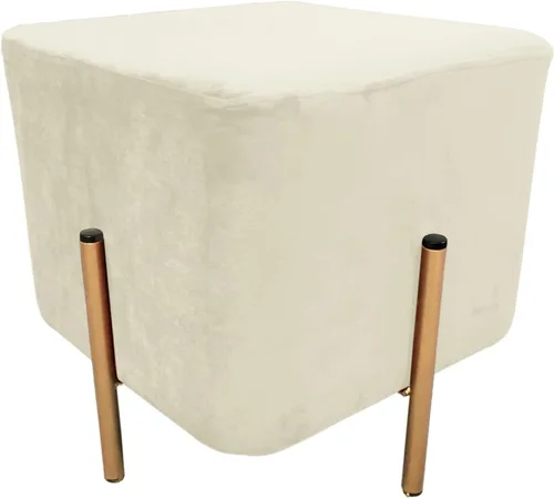 Vista 12 de Noori Rug Home - Lux Collection Modern Ava - Otomana redonda de terciopelo marfil, 13 x 13 x 15 pulgadas, sala de estar, dormitorio, habitación