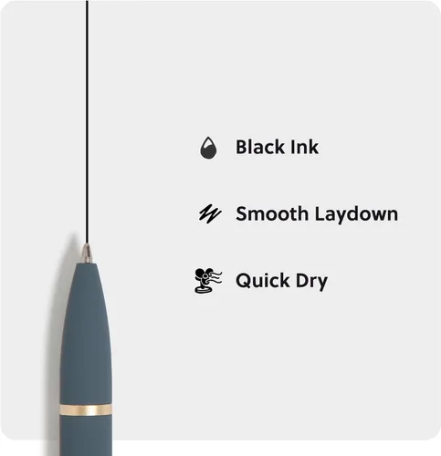 Vista 4 de U Brands Bolígrafos Monterey, juego de 2, gris pizarra oscuro y rosa suave con detalles dorados, punta gruesa (1.0 mm), tinta negra