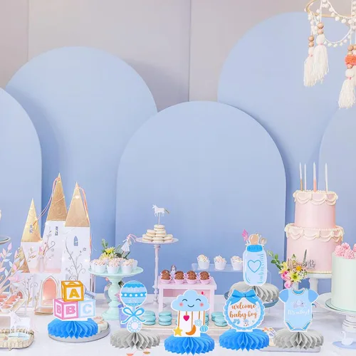 Vista 6 de 6 piezas de decoración de baby shower, centros de mesa de panal de abeja, chupete de bienvenida para bebé, niño, centro de mesa con diseño de panal