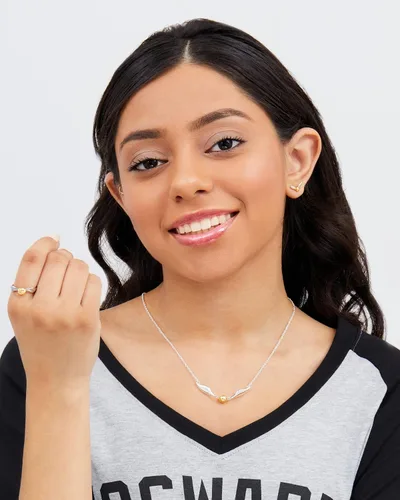 Vista 3 de Harry Potter Collar de Snitch dorado Quidditch plateado para mujer, 16+2 extensor