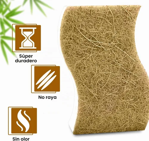 Vista 5 de Esponja de cocina natural, paquete de 24 esponjas biodegradables para platos, depuradores compostables para lavar platos, esponjas ecológicas