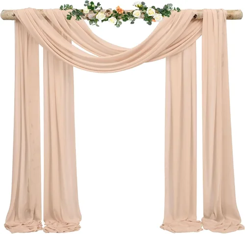 Vista 49 de Tela para Cubrir Arco de Boda, 4 Paneles 71 cm x 6,1 m Telas para Arco de Boda Azul Bebé para Ceremonia, Telas de Gasa para Decoración de Arco