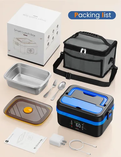 Vista 8 de Luckit Fiambrera eléctrica inalámbrica para adultos, 16000mAh alimentada por batería, calentador de alimentos autocalentable recargable de 1 litro