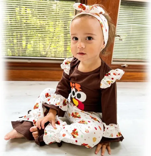 Vista 30 de HINTINA Conjunto de ropa para bebé recién nacida con diadema para el primer Halloween