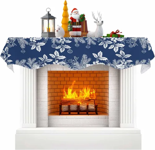 Vista 9 de Funda para bufanda de chimenea con diseño de copo de nieve dorado, para Navidad, Halloween, Acción de Gracias, otoño, decoración de interiores