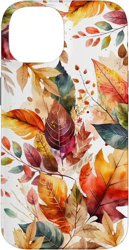 Vista 4 de Funda para iPhone 16 Aesthetic Autumn Fall Colorful Leaves Watercolor Art