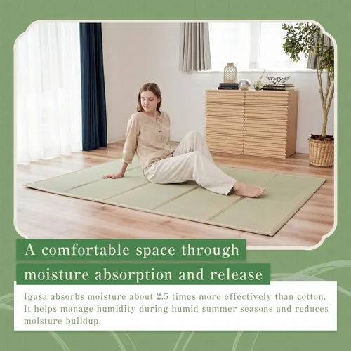 Vista 5 de Tatami Mat – Colchón plegable de tatami japonés Igusa, futón para dormir en el suelo de hierba rush, meditación, yoga Zen Tatami, individual XL por