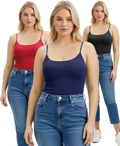 Vista 344 de Emmalise Camisola larga casual básica para mujer, con tirantes ajustables, top en capas