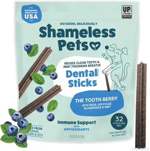 Vista 9 de Shameless Pets Golosinas Dentales para Perros, A Cluck A Day - con Apoyo Digestivo para Limpieza de Dientes y Aliento Fresco - Huesos Masticables