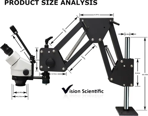Vista 3 de Microscopio multidireccional con zoom binocular VS-11E Ocular de campo ancho 10x Rango de zoom de 0.7X—4.5X, rango de aumento 7X—45x Soporte