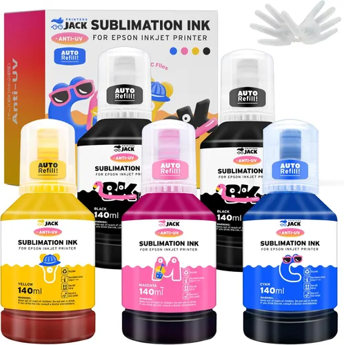 Vista 9 de Printers Jack - Tinta de sublimación de 440ml para impresoras de inyección de tinta Supertank ET-2400, ET-2720, ET-2760, ET-2800, ET-2803, ET-2830