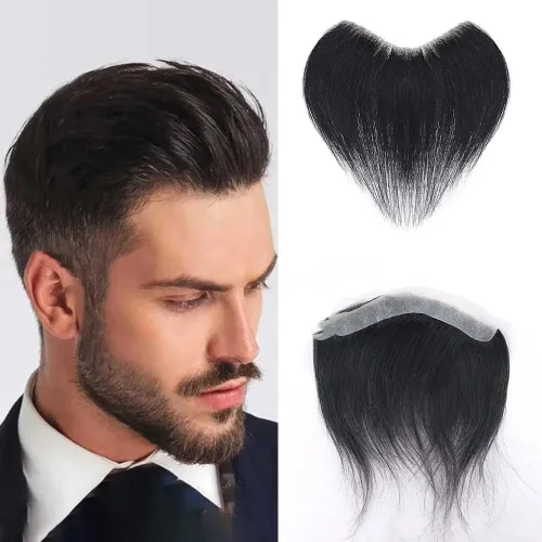 Vista 19 de Voloria Tupé de cabello humano 100 % de piel sintética para hombre, peluca frontal para retroceso, sistemas de reemplazo de línea capilar natural